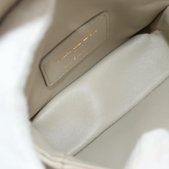 Christian Dior Caro Micro Chain Canage Bag Lamb Skin Beige Gold Auth 182573SAM