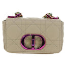 Christian Dior Caro Micro Chain Canage Bag Lamb Skin Beige Gold Auth 182573SAM-13