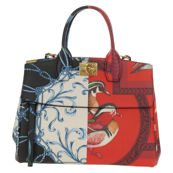 Salvatore Ferragamo Gancini Studio Tasche Leder 2-Wege Multicolor Gold Auth 182574M