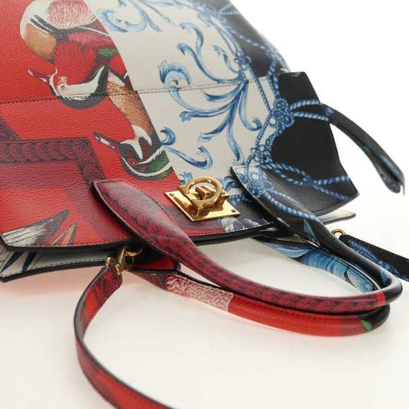 Salvatore Ferragamo Gancini Studio Tasche Leder 2-Wege Multicolor Gold Auth 182574M