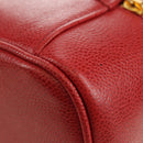 CHANEL COCO Mark Vanity Hand Bag Caviar Skin Red Gold CC Auth 182576V-17