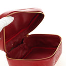CHANEL COCO Mark Vanity Hand Bag Caviar Skin Red Gold CC Auth 182576V-19