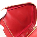CHANEL COCO Mark Vanity Hand Bag Caviar Skin Red Gold CC Auth 182576V-20