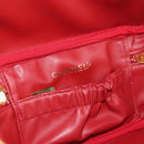 CHANEL COCO Mark Vanity Hand Bag Caviar Skin Red Gold CC Auth 182576V-21