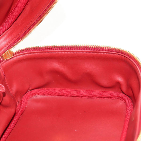 CHANEL COCO Mark Vanity Hand Bag Caviar Skin Red Gold CC Auth 182576V