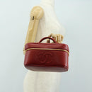 CHANEL COCO Mark Vanity Hand Bag Caviar Skin Red Gold CC Auth 182576V-26