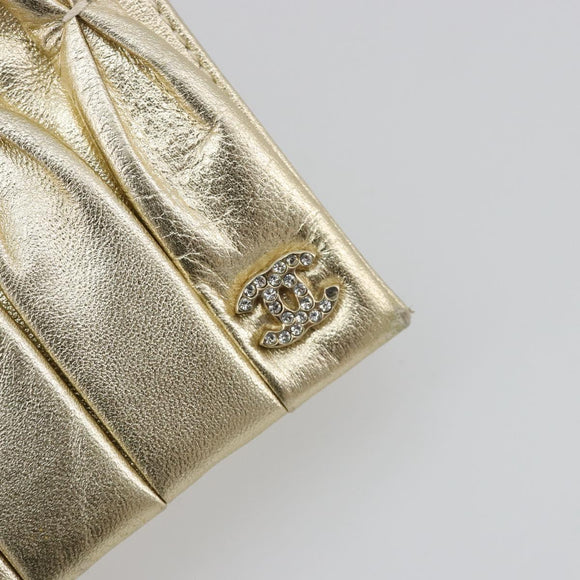 CHANEL Schultertasche mit Kette Lammleder Gold CC Auth 182577A
