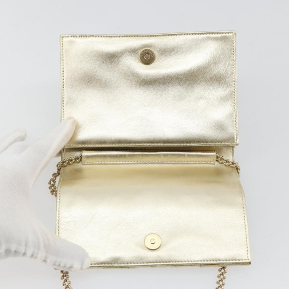 CHANEL Schultertasche mit Kette Lammleder Gold CC Auth 182577A