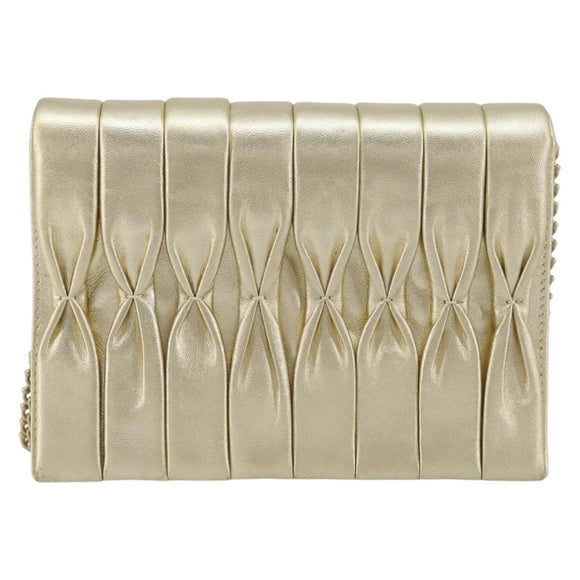 CHANEL Schultertasche mit Kette Lammleder Gold CC Auth 182577A