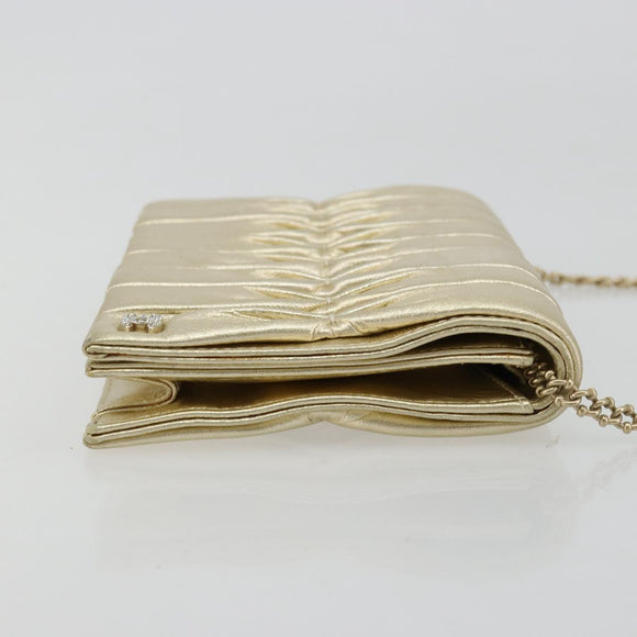 CHANEL Schultertasche mit Kette Lammleder Gold CC Auth 182577A