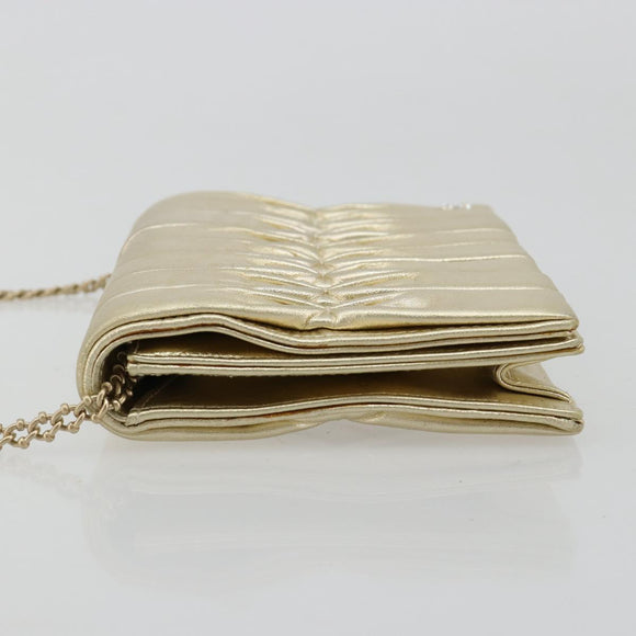 CHANEL Schultertasche mit Kette Lammleder Gold CC Auth 182577A