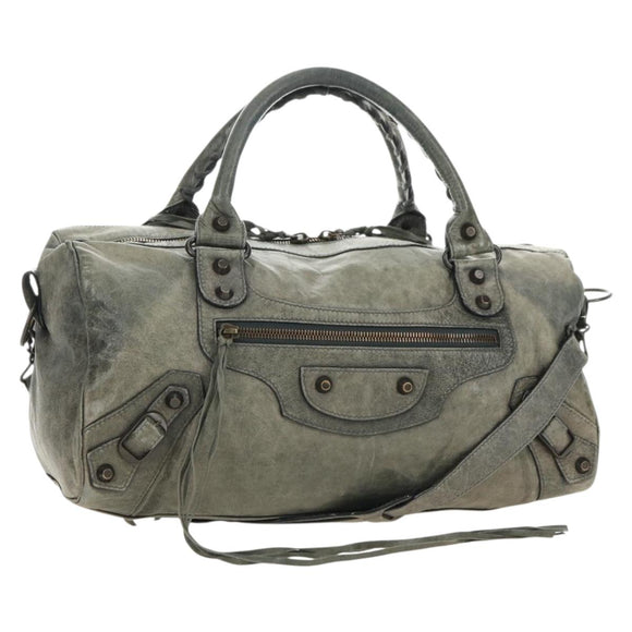BALENCIAGA Zazigi Hand Bag Leather 2way Green 128523 Auth 182579V