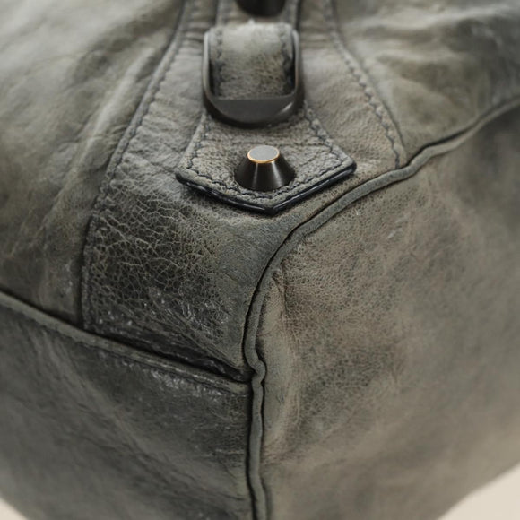 BALENCIAGA Zazigi Hand Bag Leather 2way Green 128523 Auth 182579V