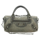 BALENCIAGA Zazigi Hand Bag Leather 2way Green 128523 Auth 182579V-13
