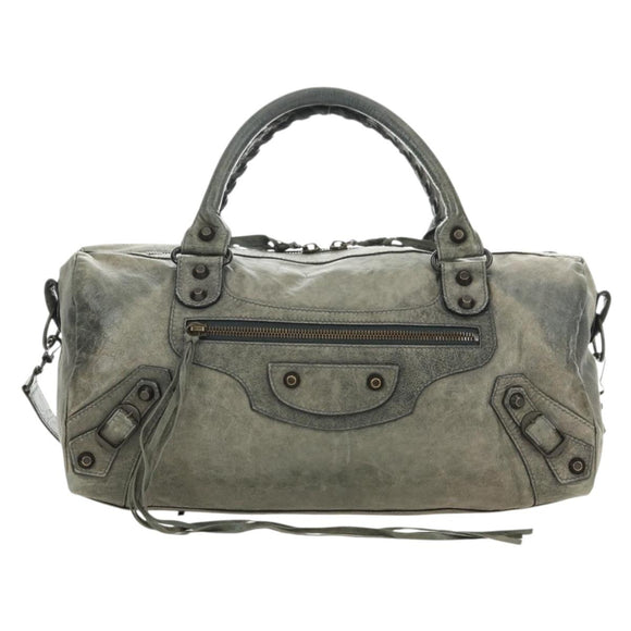 BALENCIAGA Zazigi Hand Bag Leather 2way Green 128523 Auth 182579V