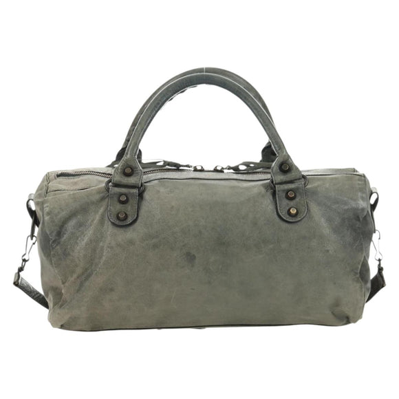 BALENCIAGA Zazigi Hand Bag Leather 2way Green 128523 Auth 182579V