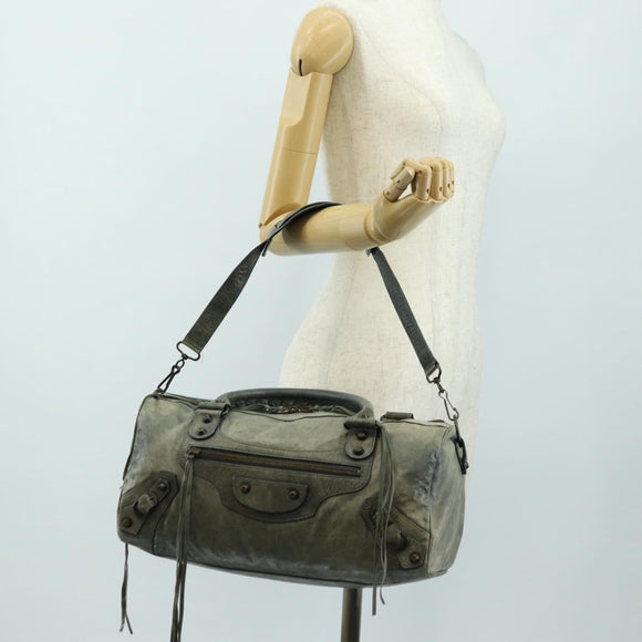 BALENCIAGA Zazigi Hand Bag Leather 2way Green 128523 Auth 182579V