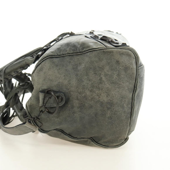 BALENCIAGA Zazigi Hand Bag Leather 2way Green 128523 Auth 182579V