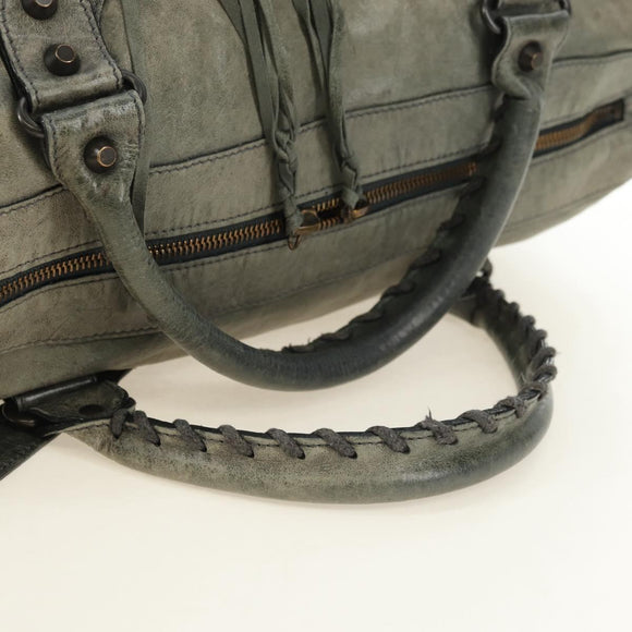 BALENCIAGA Zazigi Hand Bag Leather 2way Green 128523 Auth 182579V