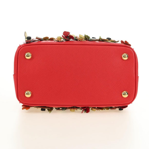 PRADA Galleria Hand Bag Saffiano leather 2way Red Gold Auth 182582SAM