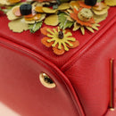 PRADA Galleria Hand Bag Saffiano leather 2way Red Gold Auth 182582SAM-18