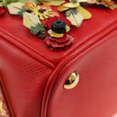 PRADA Galleria Hand Bag Saffiano leather 2way Red Gold Auth 182582SAM-19