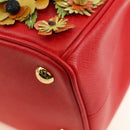 PRADA Galleria Hand Bag Saffiano leather 2way Red Gold Auth 182582SAM-20