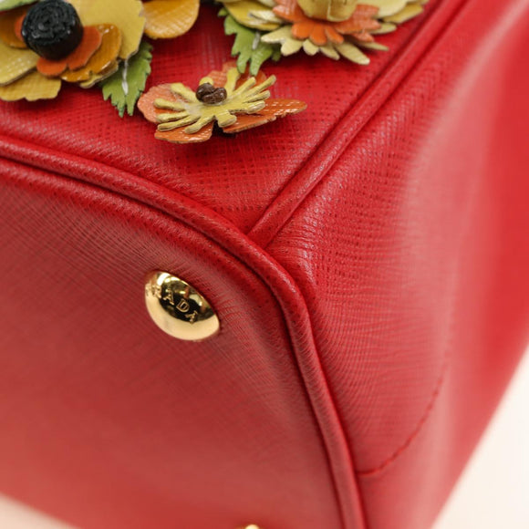 PRADA Galleria Hand Bag Saffiano leather 2way Red Gold Auth 182582SAM