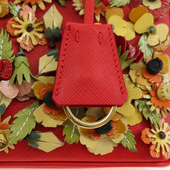 PRADA Galleria Hand Bag Saffiano leather 2way Red Gold Auth 182582SAM