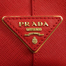 PRADA Galleria Hand Bag Saffiano leather 2way Red Gold Auth 182582SAM-22