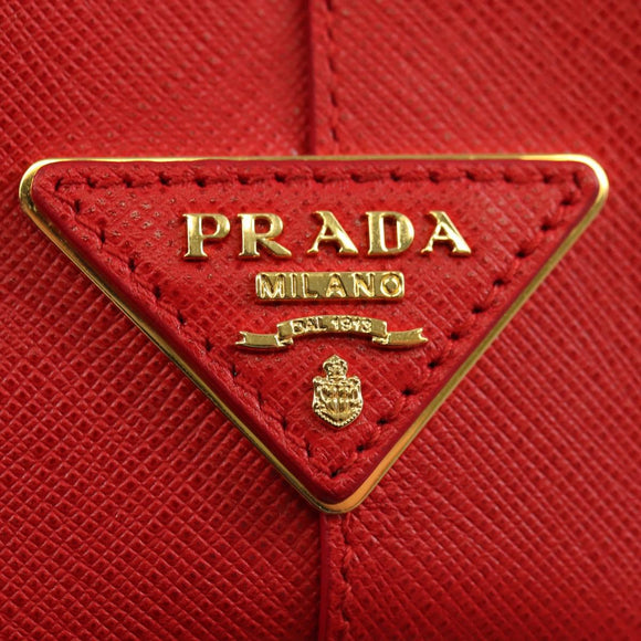 PRADA Galleria Hand Bag Saffiano leather 2way Red Gold Auth 182582SAM
