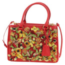 PRADA Galleria Hand Bag Saffiano leather 2way Red Gold Auth 182582SAM-13