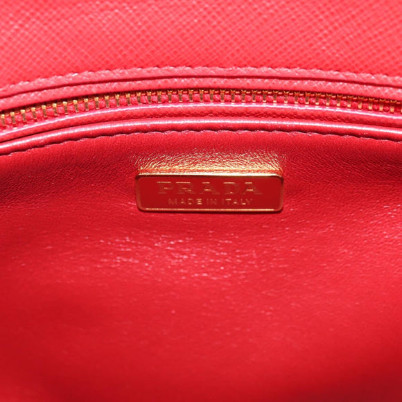 PRADA Galleria Hand Bag Saffiano leather 2way Red Gold Auth 182582SAM