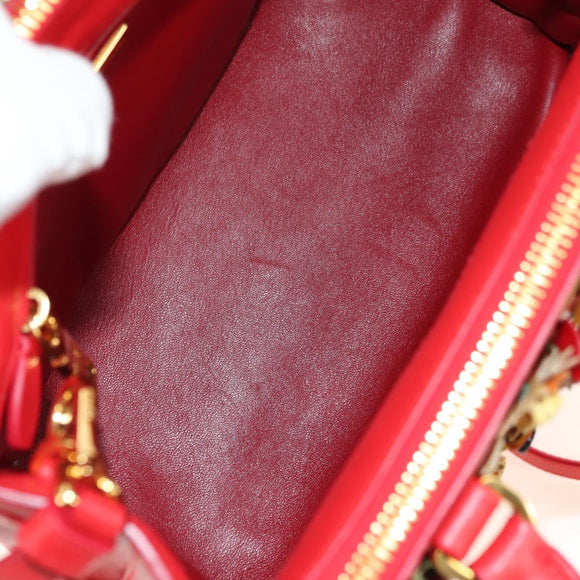 PRADA Galleria Hand Bag Saffiano leather 2way Red Gold Auth 182582SAM