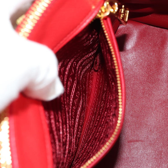 PRADA Galleria Hand Bag Saffiano leather 2way Red Gold Auth 182582SAM