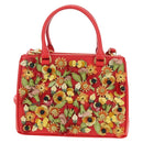 PRADA Galleria Hand Bag Saffiano leather 2way Red Gold Auth 182582SAM-2
