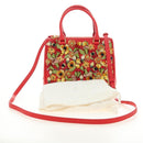 PRADA Galleria Hand Bag Saffiano leather 2way Red Gold Auth 182582SAM-12