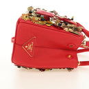 PRADA Galleria Hand Bag Saffiano leather 2way Red Gold Auth 182582SAM-4