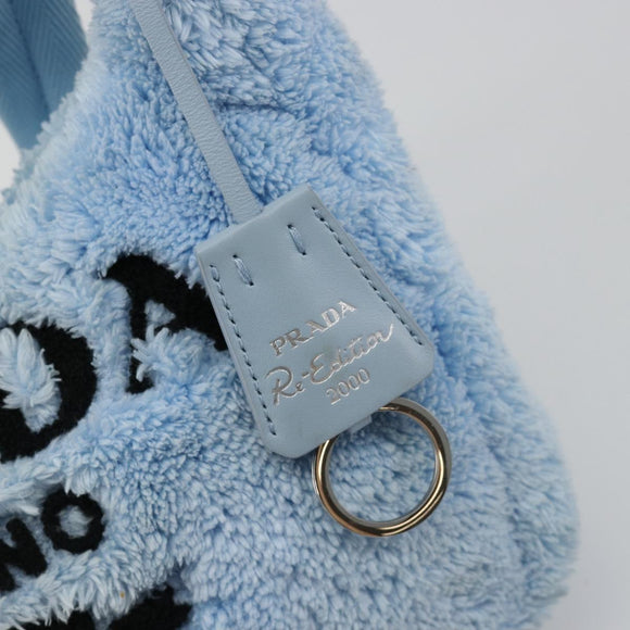 PRADA Hand Pouch Pile Light Blue Silver Auth 182583A