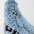 PRADA Hand Pouch Pile Light Blue Silver Auth 182583A-18