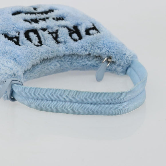 PRADA Hand Pouch Pile Light Blue Silver Auth 182583A