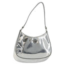 PRADA Creo Shoulder Bag Patent Leather Silver Auth 182584A-1