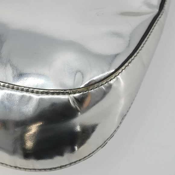 PRADA Creo Umhängetasche Lackleder Silber Auth 182584A