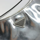 PRADA Creo Shoulder Bag Patent Leather Silver Auth 182584A-16