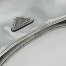 PRADA Creo Umhängetasche Lackleder Silber Auth 182584A-7
