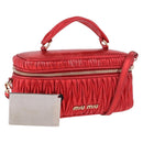 Miu Miu Matelasse Vanity Shoulder Bag Leather 2way Red Gold Auth 182585A-1