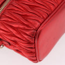Miu Miu Matelasse Vanity Shoulder Bag Leather 2way Red Gold Auth 182585A-13