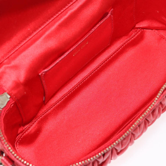 Miu Miu Matelasse Vanity Shoulder Bag Leather 2way Red Gold Auth 182585A