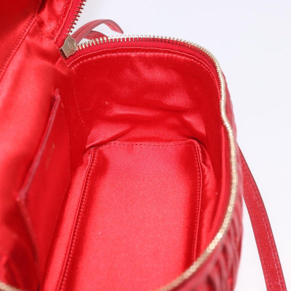 Miu Miu Matelasse Vanity Shoulder Bag Leather 2way Red Gold Auth 182585A