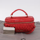 Miu Miu Matelasse Vanity Shoulder Bag Leather 2way Red Gold Auth 182585A-29